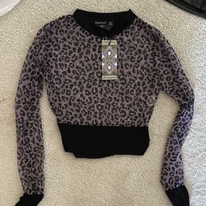 Boohoo Purple Leopard Print Top
